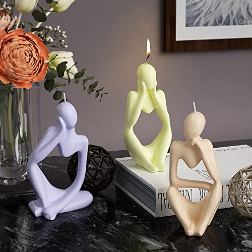 3 Pcs Thinker Statue Silicone Resin Mold Abstract Sculptures Figurines Decoration Office Desk Articles Ornaments Epoxy Silicone Casting Molds for Gifts, 3D DIY Making Home Display Crafts