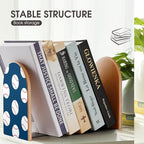 Wooden Bookends 2 Pcs,Baseball Pattern Heavy Duty Office Book Ends Anti Slip Book Shelf Holder with Metal Base Decorative Book Stands - color: Baseball Pattern