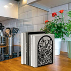 Peacoblue Metal Bookends for Shelves, Modern Decorative Heavy Duty Study Book Support Stoppers for Office, Desk, Shelf, Room 5.3"x4.3"x7.9" Cast Iron Bookends, 1 Pair (Wildflowers and Butterflies) - style: Wildflowers and Butterflies