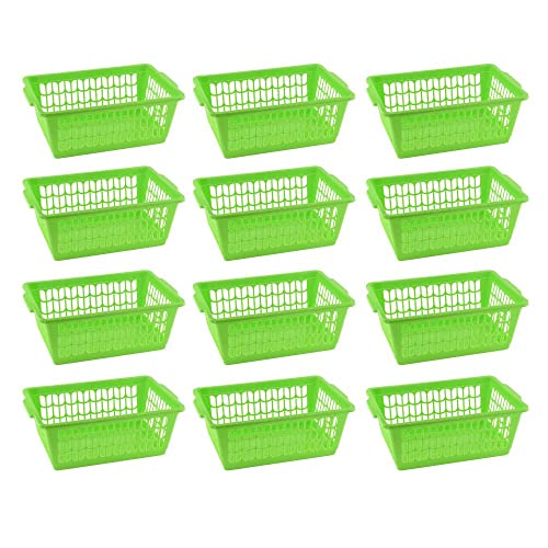 YBM HOME Plastic Perforated Storage Basket Bin Office Drawer, Shelf Desktop Countertop Tray Organizer 32-1188 (12, Green) - color: Green, size: Pack of 12