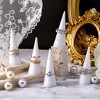 Jetec Clear Acrylic Crystal Ring Holder Acrylic Ring Display Jewelry Holder Wedding Display Cone Support Single Finger Rings Showcase Stand for Jewelry - color: White