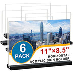 Acrylic Sign Holder 11x8.5 '' Horizontal T-Shaped Clear Double-Sided Table Menu Stands Plastic Picture Frames Display Desktop Display Holders for Wedding Table,Restaurant Signs,Office, Store,6 Pack - size: Horizontal 6 Pack 8.5x11