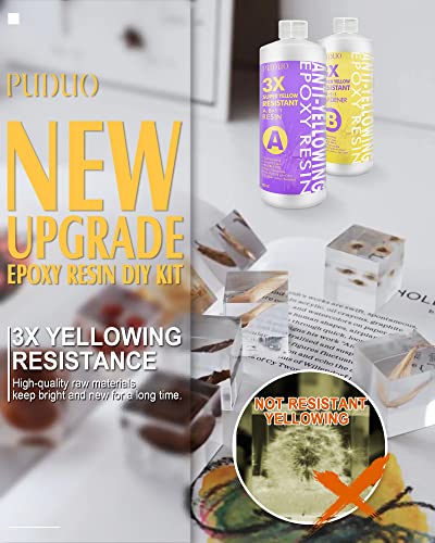 Puduo Resin Epoxy Kit 16OZ, Crystal Clear Epoxy Resin with Super Anti-Yellowing for Art, Jewelry Making, Casting, Silicone molds, Color pigments, Craft Resin epoxy Resin - size: 16OZ