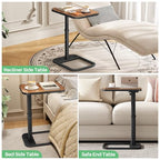 Kitstorack Upgraded TV Tray Table with Panel Lock, 90° Flip-Over Design & Adjustable Height, Sofa Arm Side Table for Eating, Laptop, Couch, Bed, or Small Spaces, Brown - color: Brown, style: Auto-locking