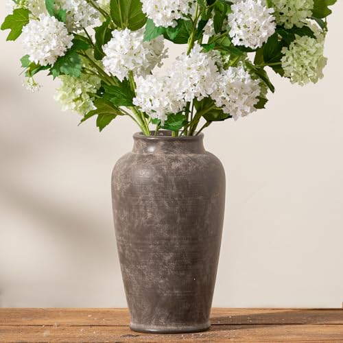 Large Ceramic Rustic Vase, 11 Inch Tall Flower Vase Farmhouse Decorative Vase Floral Pottery Vases for Home Decor Table Living Room Entryway Mantel Bookshelf Bedroom Bathroom Kitchen - Brown - color: 11"h - Brown