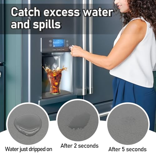 LOPNUR Refrigerator Drip Tray Catcher 2 Pack - 8.3"x3.1" Cuttable Refrigerator Mats Hide Stains, Fridge Ice Water Dispenser Absorbent Mat for Samsung Whirlpool GE, Fridge Drip Pad (Trapezoid, Grey) - color: Grey, size: Trapezoid - 8.3"x3.1"