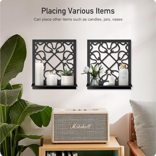 Candle Wall Sconce, Retro Wall Decor, Black Minimalism Wall Art for Living Room Bedroom Bathroom (2 Pack 11.8 x 13 in) - color: Black- Totem