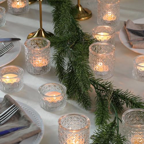 NITIME Assorted Votive Candle Holders Set of 24, Clear Glass Candle Holder in Bulk, Tea Light Holders for Wedding Table Decor, Party & Home Decoration, Fits Standard Votives & Tea Lights - color: Clear
