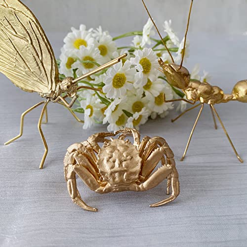 Gold Crab Sculpture Solid Metal Ornament Mini Crab Figurine for Home Office Garden Desktop Decor (Crab) - style: Crab