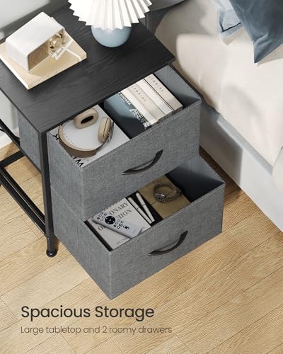SONGMICS BELLAH Collection - Dresser for Bedroom, Chest of Drawers, Nightstand, 2 Drawers, Storage Organizer Unit, Closet, Entryway, Modern, Slate Gray ULGS312GN02S - color: Slate Gray, size: 1 Pack