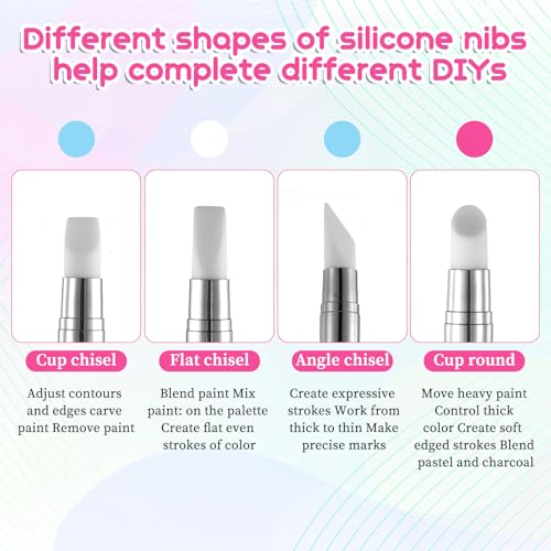 3 Pcs Nail Art Sculpture Pen, Dual Tipped Silicone Nail Tools, Silicone Head Acrylic Handle Nail Art Brushes, Rhinestone Nail Polish Carving Pen, Nail Art Tools for Home Salon(White, Pink, Blue) - color: White, Pink, Blue