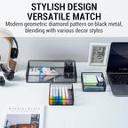 MyGift Modern Geometric Diamond Pattern Black Metal Wire Tabletop Organizer Trays, Office Desk Supplies Nesting Bins, Makeup Accessories Drawer Storage, 3 Piece Set - color: Black