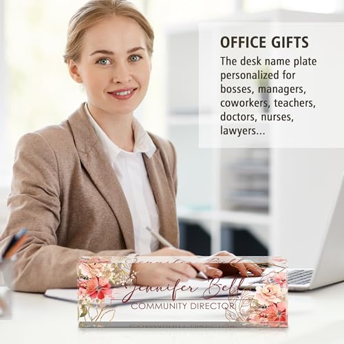 Custom Name Plate for Desk Desk Name Plate Personalized, Office Desk Decor for Women & Men, Employee Appreciation Gifts The Office Gifts for Boss, Manager, Teacher, Nurse, Lawyer, Flower 5 - color: Flower 5