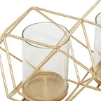 Deco 79 Modern Metal Solid Candle Holder, 15" x 5" x 5", Gold - size: 15"L x 5"W x 5"H
