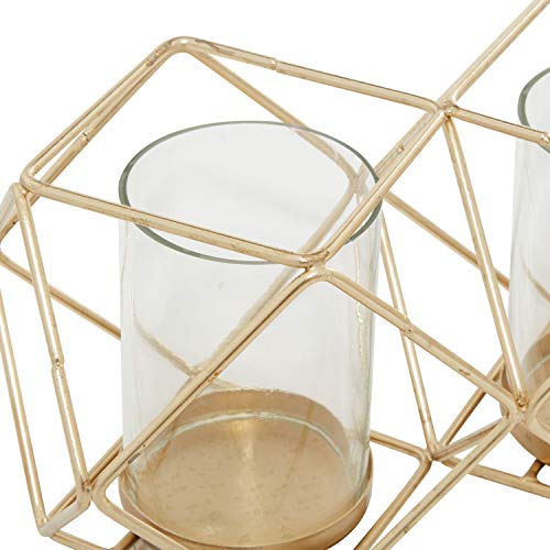 Deco 79 Modern Metal Solid Candle Holder, 15" x 5" x 5", Gold - size: 15"L x 5"W x 5"H
