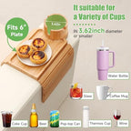 SINWANT Couch Cup Holder Tray,Large Bamboo Couch Armrest Table with Cup Holder,Foldable Anti-Slip Sofa Arm Tray for Coffee Cup,Water Bottles,Mug,Snacks,Remote - color: Bamboo