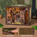 MiniCity DIY Book Nook Kit - The Castle's Escape 3D Miniature Wooden Scene with LED Lights, Dustcover & Tools for Shelf Decor (Robin Hood) - style: Robin Hood