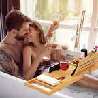 Premium Bathtub Tray Caddy - Bath Tray Bamboo Expandable - Bath Tub Tray Table for Bathtub - Expandable Size, Fits Most Bath Tubs - Natural Bamboo Wood - color: Natural