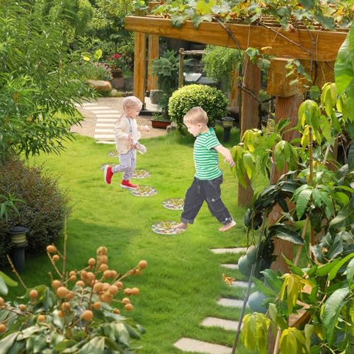Succulent Pattern Cement Stepping Stones Outdoor - Stepping Stones Pavers for Outside Walkway Stones Multicolored Outdoor Decorative Stone for Garden 0.75 * 10 * 10 Inch - color: Green2
