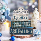 Yuntau 6 Pcs Winter Snowflakes Table Decorations Christmas Snowflake Centerpieces for Tables Winter Tiered Tray Decor Rustic Wood Snow Sign Farmhouse for Wonderland Party Kitchen Shelf Home - style: Snowfake
