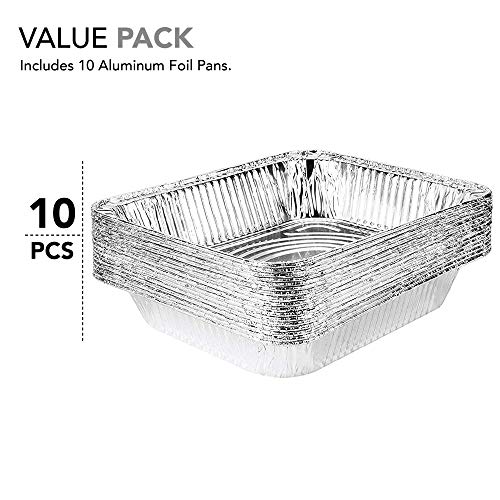 Aluminum Pans 9x13 Disposable Foil Pans (10 Pack) - Half Size Steam Table Deep Aluminum Trays - Tin Foil Disposable Pans Great for Cooking, Heating, Storing, Prepping Food, Stock Your Home - size: 10 Pack