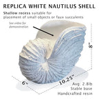 Nautilus Shell Sculpture - Replica Beach Themed Ocean Decor for Home - Rustic White Resin 10¼" x 6" x 8" Crafted Coastal Seashell Shelf Decor Gift-Boxed
