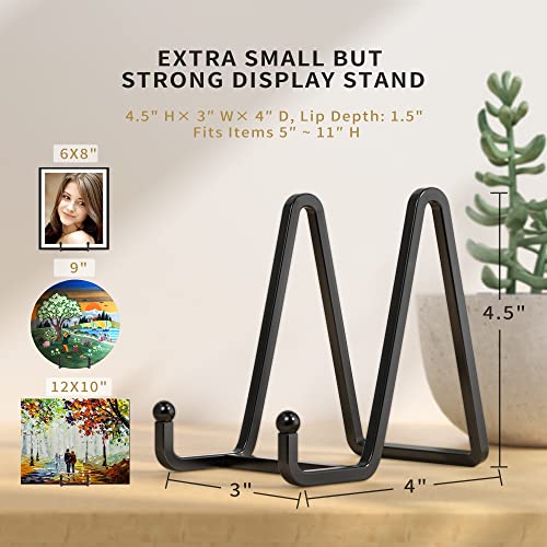 IPAME Plate Stands for Display - 4.5 Inch Metal Square Wire Plate Holder Display Stand + Picture Frame Stand Holder Easel for Book, Decorative Plate, Plaque, Photo, Platter (Black 2 Pack) - size: 4.5 Inch