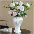 Ginger Jar, White Gold Ceramic Vase Large Handmade Porcelain Vases with Lid, White Gold Decorative Flower Vase for Home, Living Room, Weddings, Centerpieces (B-Silver-Large) - size: B-Silver-Large