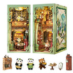 Fsolis Book Nook Kit – DIY Miniature Kit for Adults Tiny House Booknook 3D Wooden Puzzles Decorative Bookends Gifts for Women Book Lovers (Panda Bookshop - style: Panda Bookshop