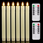 Homemory Honeycomb Flameless Taper Candles with 10-Key Remote, Battery Operated Hive Led Candlesticks Flickering Light, Electric Window Candles Real Wax for Gift Christmas Wedding Decor - style: Scandinavian 4 - Ivory 9.6"