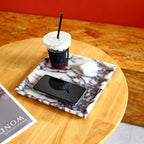 Natural Marble Tray, Coffee Table, Food, Fruit, Paper Cup, Cake Display, Coffee bar, Family Gatherings, Seasonal Holiday Decoration Tray(Viola-Square-9.8"x9.8"x0.7") - color: Viola-square-9.8"x9.8"x0.7"
