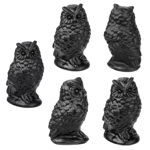 Nupuyai Hand Carved Horned Owl Statue for Home Decor, Natural Black Obsidian Crystal Figurine Stone Sculpture Decoration for Fengshui - style: Horned Owl