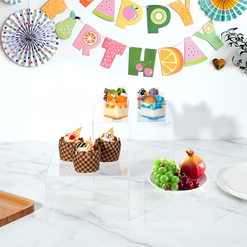 3Pcs Clear Acrylic Risers Display Stand, Buffet Risers with Hollow Bottom, Acrylic Cube Box for Figures Jewelry Perfume Handbag Food Dessert Party Show Christmas Decor(Clear-3pcs) - color: Clear-3pcs