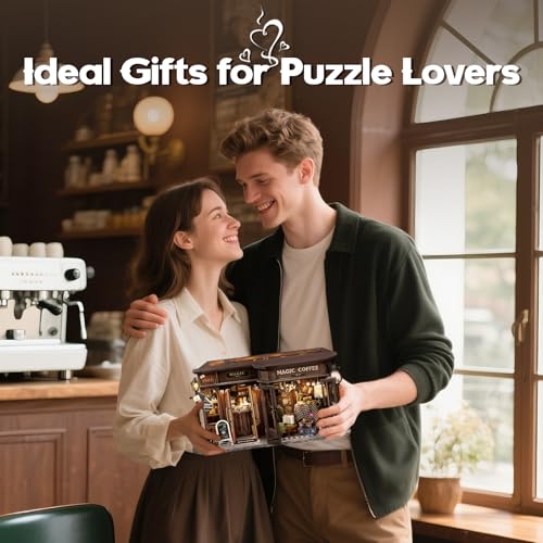 Fsolis DIY Miniature Dollhouse Kit for Adults - Tiny House Mini Scene 3D Puzzles Gifts for Women Teenagers Craft Lovers (Magic Coffee) - style: Magic Coffee