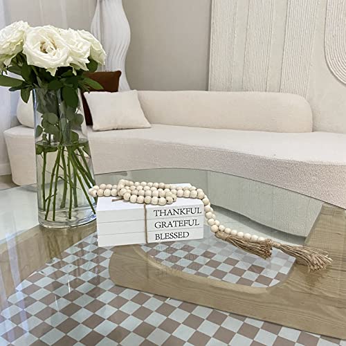 Decorative Books for Home Decor, White Faux Books for Decoration, Rustic Farmhouse Stacked Display Books (Thankful Grateful Blessed) - style: Thankful Grateful Blessed