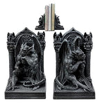 Ebros Gothic Sculptural The Thinker Gargoyle Bookends Figurine Set 6.25" H Medieval Le Penseur Resin Sculpture Gargoyles Statue Pair