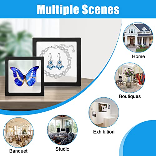 Linkstyle 10PCS Challenge Coins Display Stand Holder, 3D Floating Frame Transparent PE Floating Display Case, Jewelry Storage Box Suspension Frame for Medal, Medallion, Stamps - size: 4.3x4.3in, 5.5x5.5in