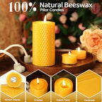 12 Pack Honeycomb Beeswax Candles,240 Hours Long Burning Natural Handmade Beeswax Rolled Pillar Candles, Bees Wax Candles for Home, Prayer,Dripless Smokeless Unscented Pillar Candle 2x4in - color: 2x4in, size: 12pcs