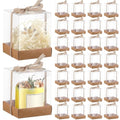 Cunno 36 Set 3.5 x 3.5 x 4.3 in Candle Gift Package Valentine's Transparent Box 4-18 oz Handmade Tealight Candle Holder Paper Bottom Ribbon for Wedding Baby Shower Party Mug(Kraft Color) - color: Kraft Color
