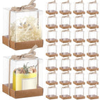 Cunno 36 Set 3.5 x 3.5 x 4.3 in Candle Gift Package Valentine's Transparent Box 4-18 oz Handmade Tealight Candle Holder Paper Bottom Ribbon for Wedding Baby Shower Party Mug(Kraft Color) - color: Kraft Color