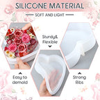 Potchen 3 Pcs Large Silicone Molds for Resin Activity Hexagon Glossy Deep Square Molds with 3 Pcs Round Epoxy Resin Patterns for Flowers Preservation DIY Making(Heart Style) - style: Heart Style