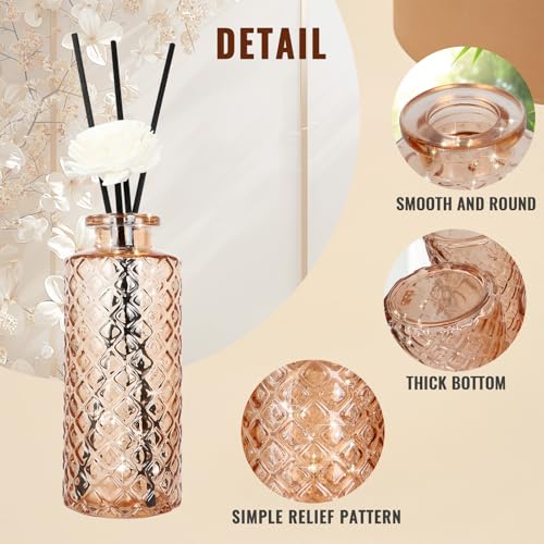 Glass Bud Vase, Flower Bottle, Small Vase, 6 Sets, Simple, Solid, for Mum or Lady, Classy Gift for Mother's Day, Anniversary, Wedding, Amber - color: Amber