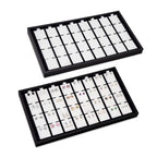 Ikee Design 2 Pcs Set Black Earring Display Tray with 32 Earring Cards Organizer, Jewelry Tray Display for Stud Earring Collection, 100pcs Earring Puffy Cards, 14 3/4W x 8 1/4D x 1H in, White, Black - color: Large Earring Card