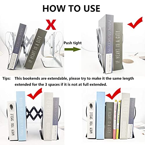 Adjustable Bookends Metal Book Ends for Heavy Book Holder Heavy Duty Bookends Nonskid Bookcase Desktop Book Organizer Binder Holder - color: Black-round