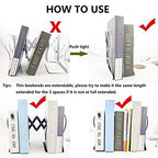 Adjustable Bookends Metal Book Ends for Heavy Book Holder Heavy Duty Bookends Nonskid Bookcase Desktop Book Organizer Binder Holder - color: Black-round