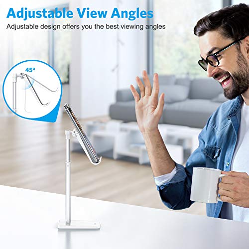 OMOTON Cell Phone Stand, Adjustable Angle Height Desk Phone Dock Holder for iPhone Air 17 Pro Max/Plus/XS/XR, Samsung Galaxy S20 / S10 / S9 / S8 and Other Phones (3.5-7.0-Inch) - color: Silver
