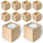 Wood Tealight Candle Holder - Rustic Wooden Votive Candle Holders - 10pcs Candle Holders Bulk - Wood Candle Holder for Centerpieces for Tables, Wedding Decor, Fireplace Decorations and Party