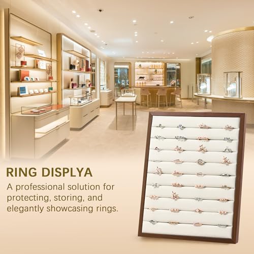 Homeanda Velvet 9 Long Slots Ring Earring Jewelry Display Tray Organizer Holder Jewelry Display Board for Showcase, Counter, Home Use (9 Slot) - style: L-Shape 9 Long Slots