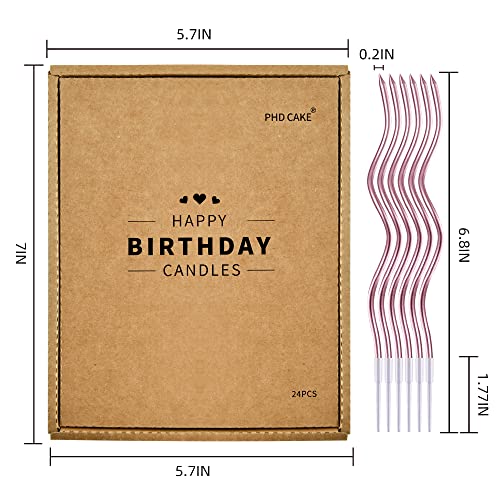 PHD CAKE 24-Count Rose Gold Spiral Long Thin Metallic Birthday Candles, Cake Candles, Birthday Parties, Wedding Decorations, Party Candles - color: Rose Gold