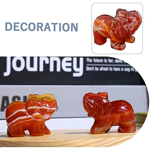QINJIEJIE Red Carnelian Crystals Elephant Decor Cute Desk Stones Polished Figurine Natural Gemstones Luck Decoration Home Room Office Pocket Hippie Statue Meditation Spiritual Women - color: Red Carnelian